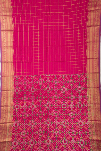 Kanchipuram Silk Checks Pink Saree