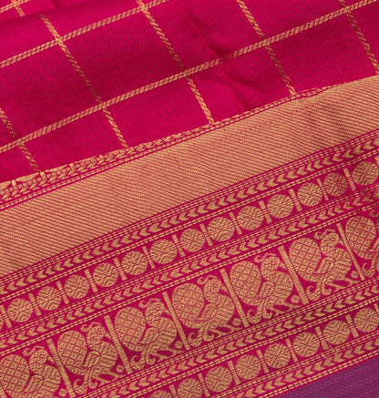 Kanchipuram Silk Checks Pink Saree