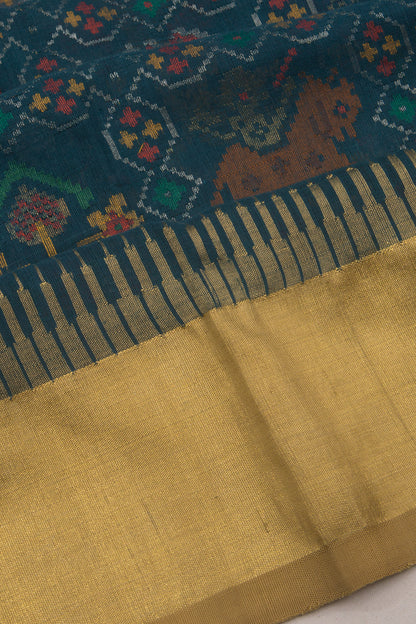 Ponduru Handspun Cotton Jamdani Blue Saree