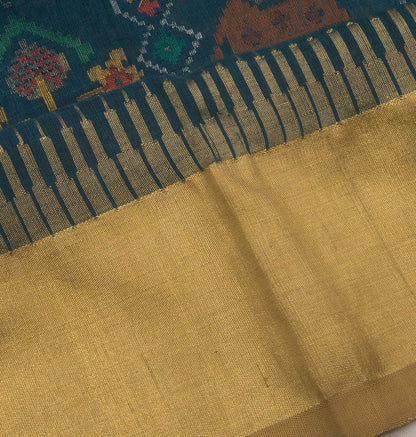 Ponduru Handspun Cotton Jamdani Blue Saree