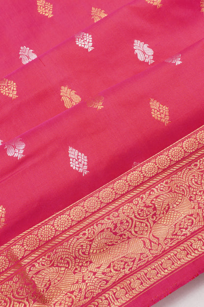 Pochampally Silk Ikat Butta Rani Pink Saree