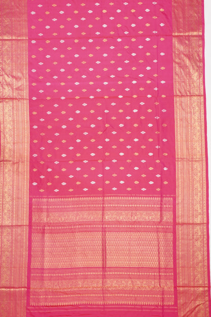 Pochampally Silk Ikat Butta Rani Pink Saree