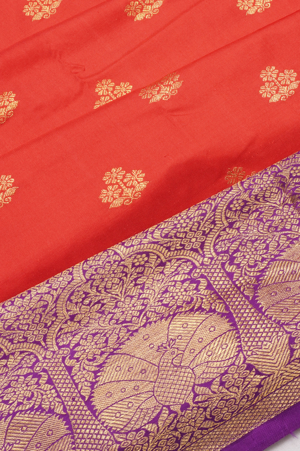 Kanchipuram Silk Butta Dual Tone Red Saree