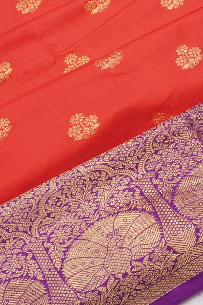 Kanchipuram Silk Butta Dual Tone Red Saree