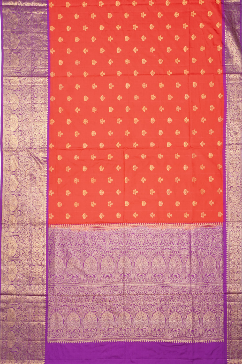 Kanchipuram Silk Butta Dual Tone Red Saree