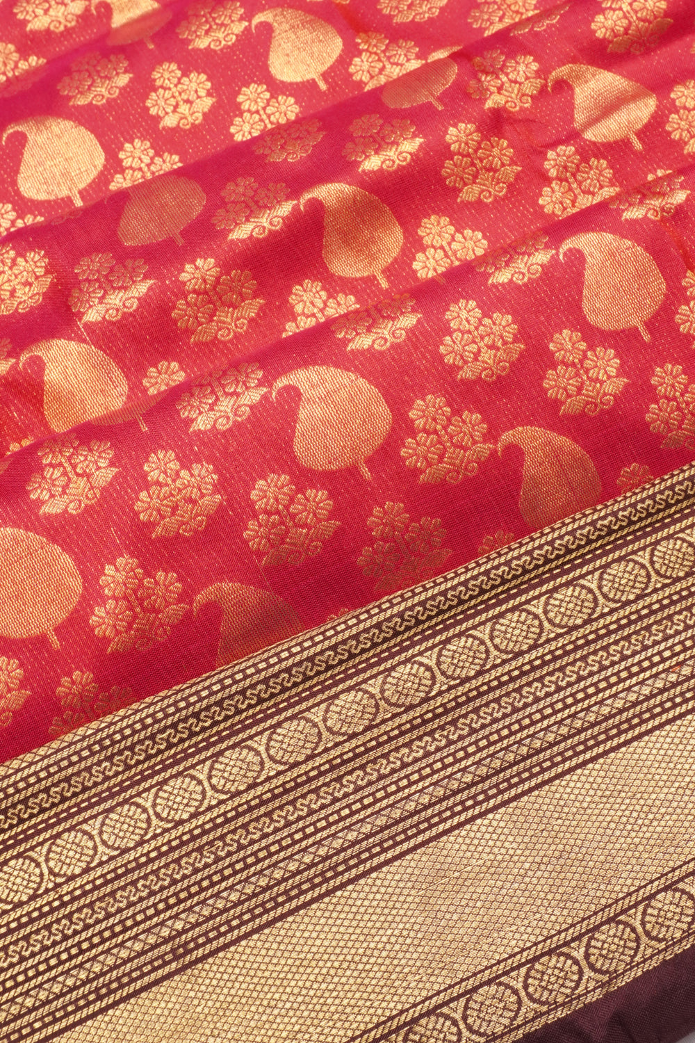 Kanchipuram SIlk Butta Rani Pink Saree