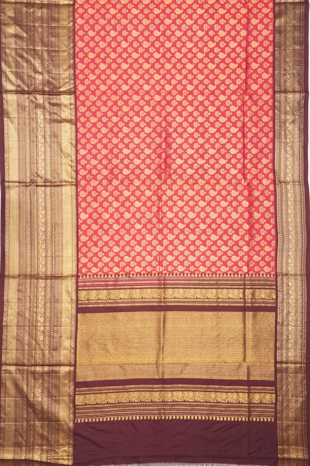 Kanchipuram SIlk Butta Rani Pink Saree