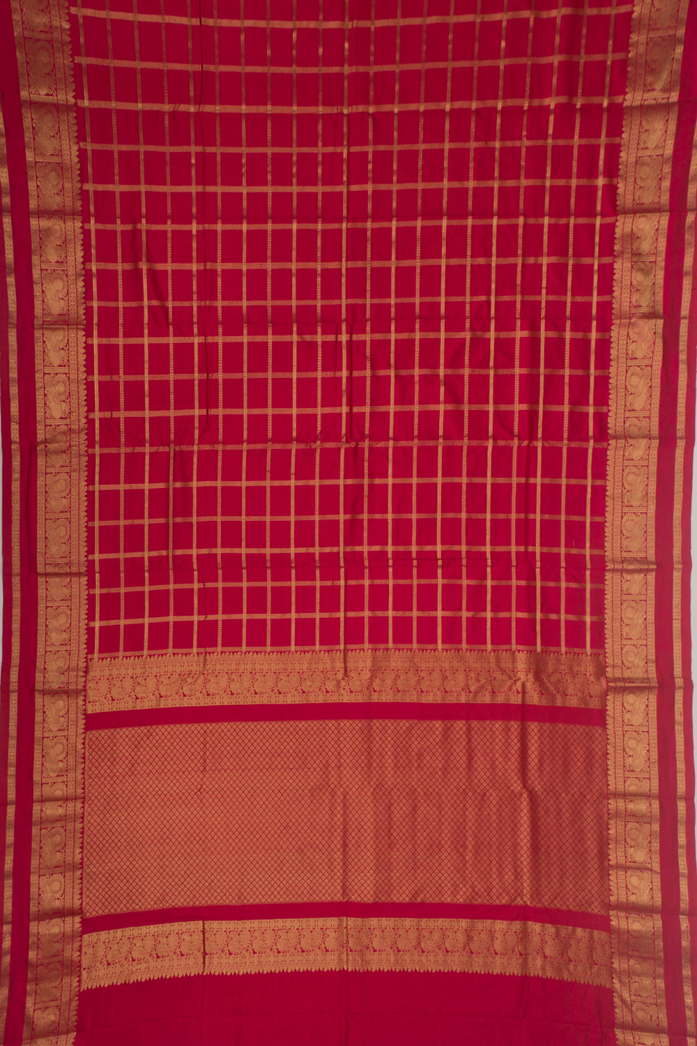 Kanchipuram Silk Checks Pink Saree
