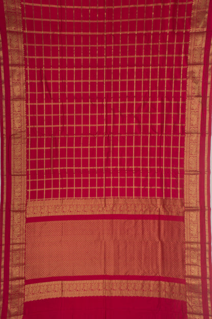 Kanchipuram Silk Checks Pink Saree