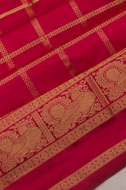 Kanchipuram Silk Checks Pink Saree