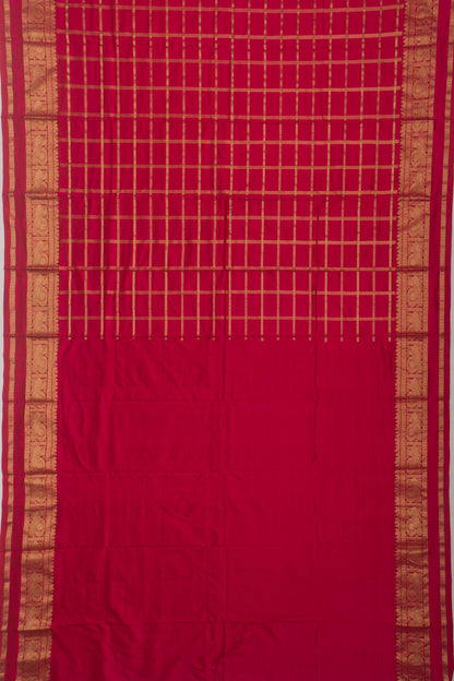 Kanchipuram Silk Checks Pink Saree