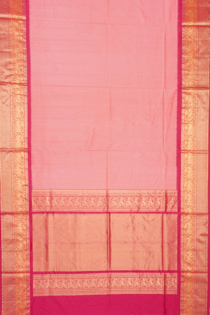 Kanchipuram Silk Plain Baby Pink Saree