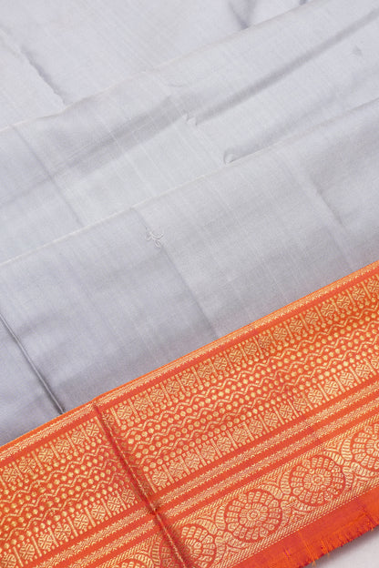 Kanchipuram Silk Ikat Plain Grey Saree