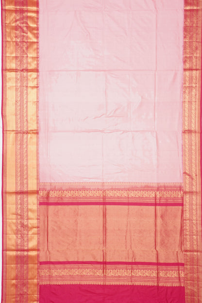 Kanchipuram Silk Ikat Plain Baby Pink Saree