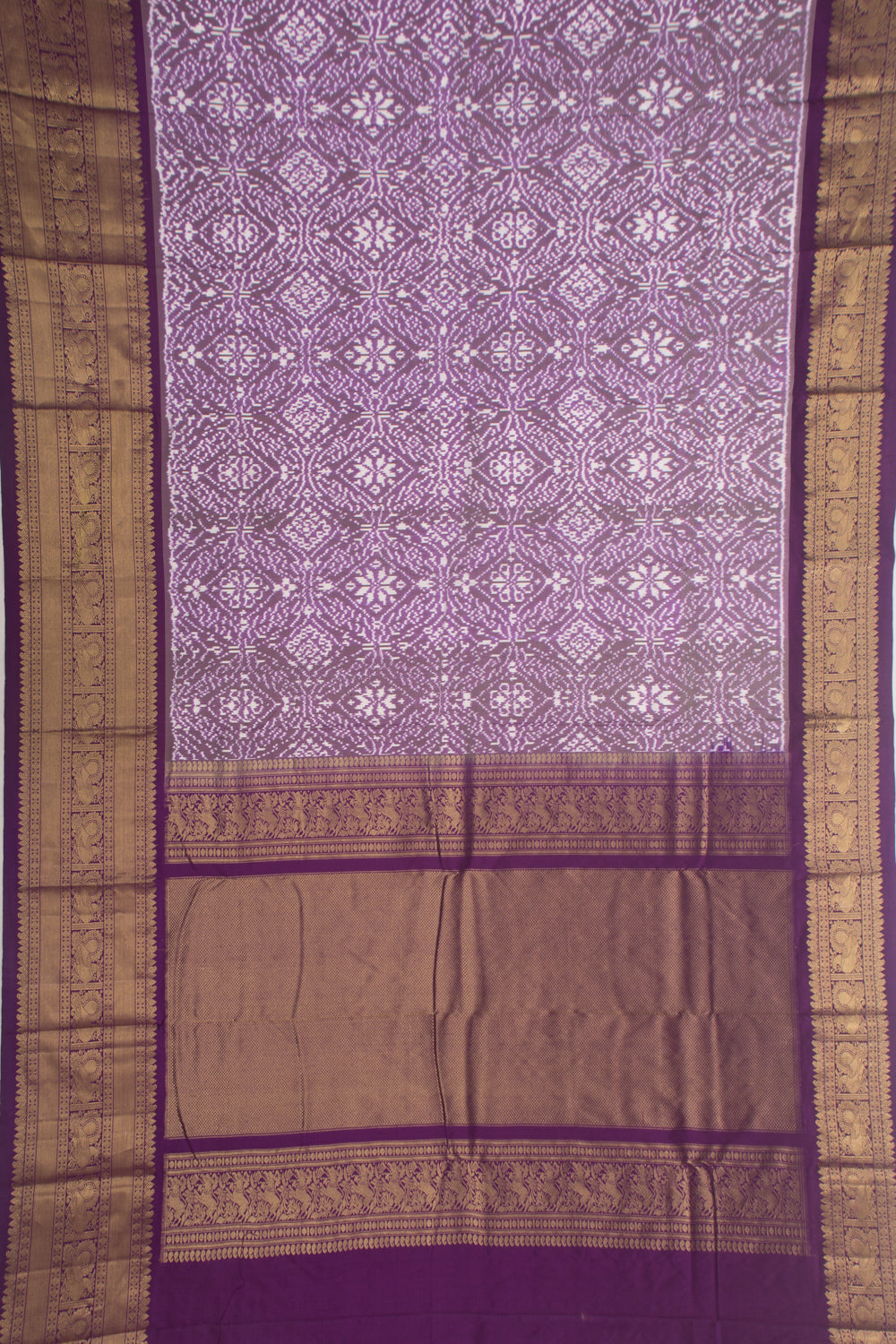 Kanchipuram Silk Ikat Lavender Saree