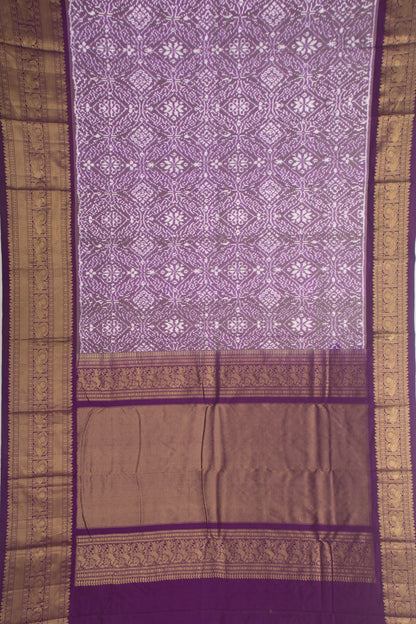 Kanchipuram Silk Ikat Lavender Saree