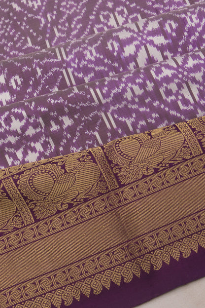 Kanchipuram Silk Ikat Lavender Saree