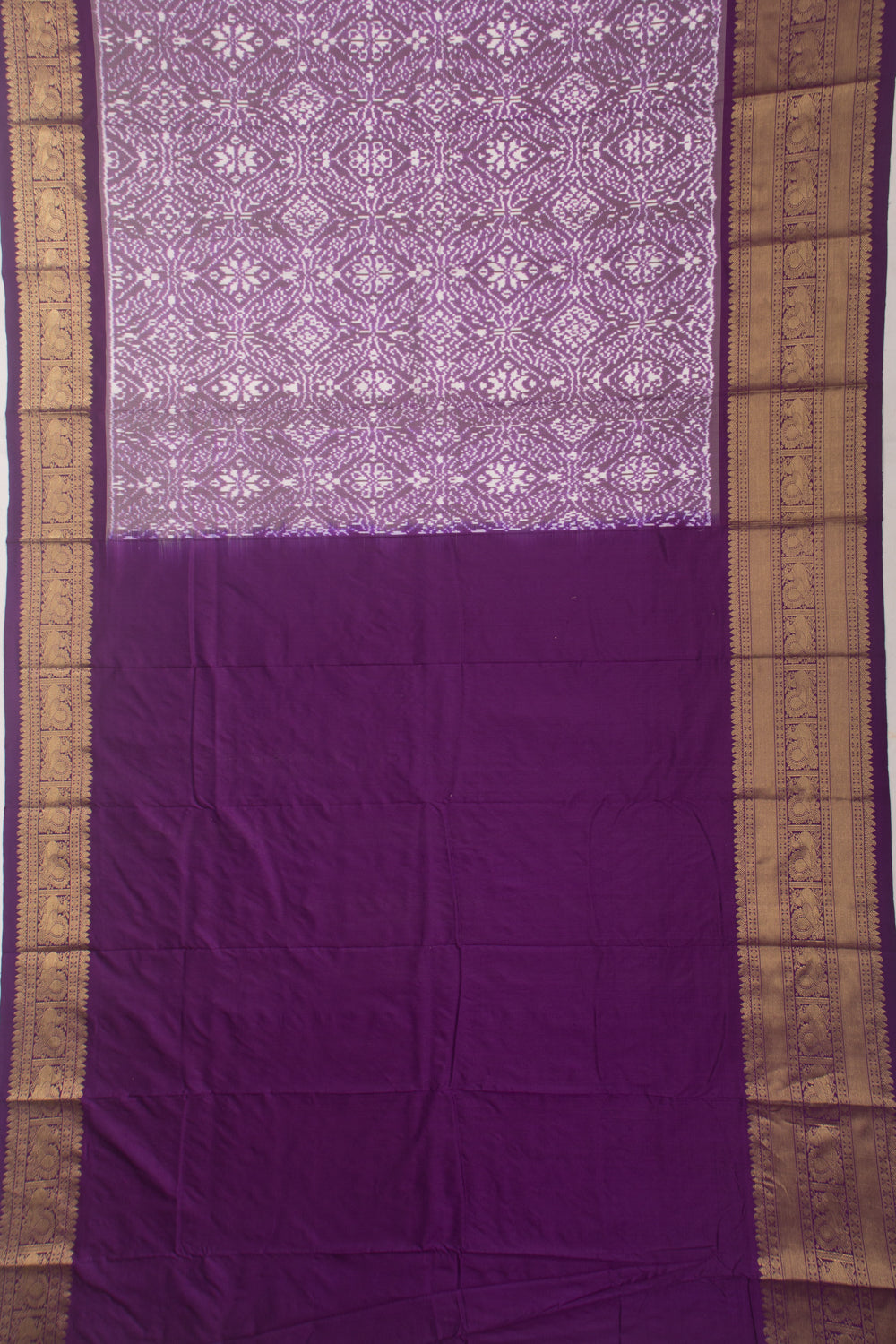 Kanchipuram Silk Ikat Lavender Saree