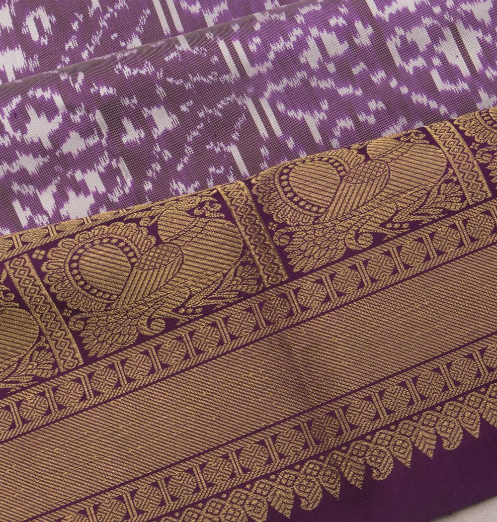 Kanchipuram Silk Ikat Lavender Saree