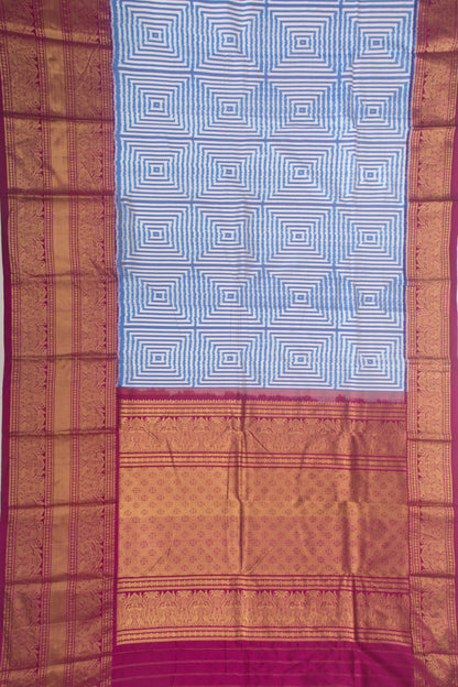 Kanchipuram Silk Ikat Sky Blue Saree