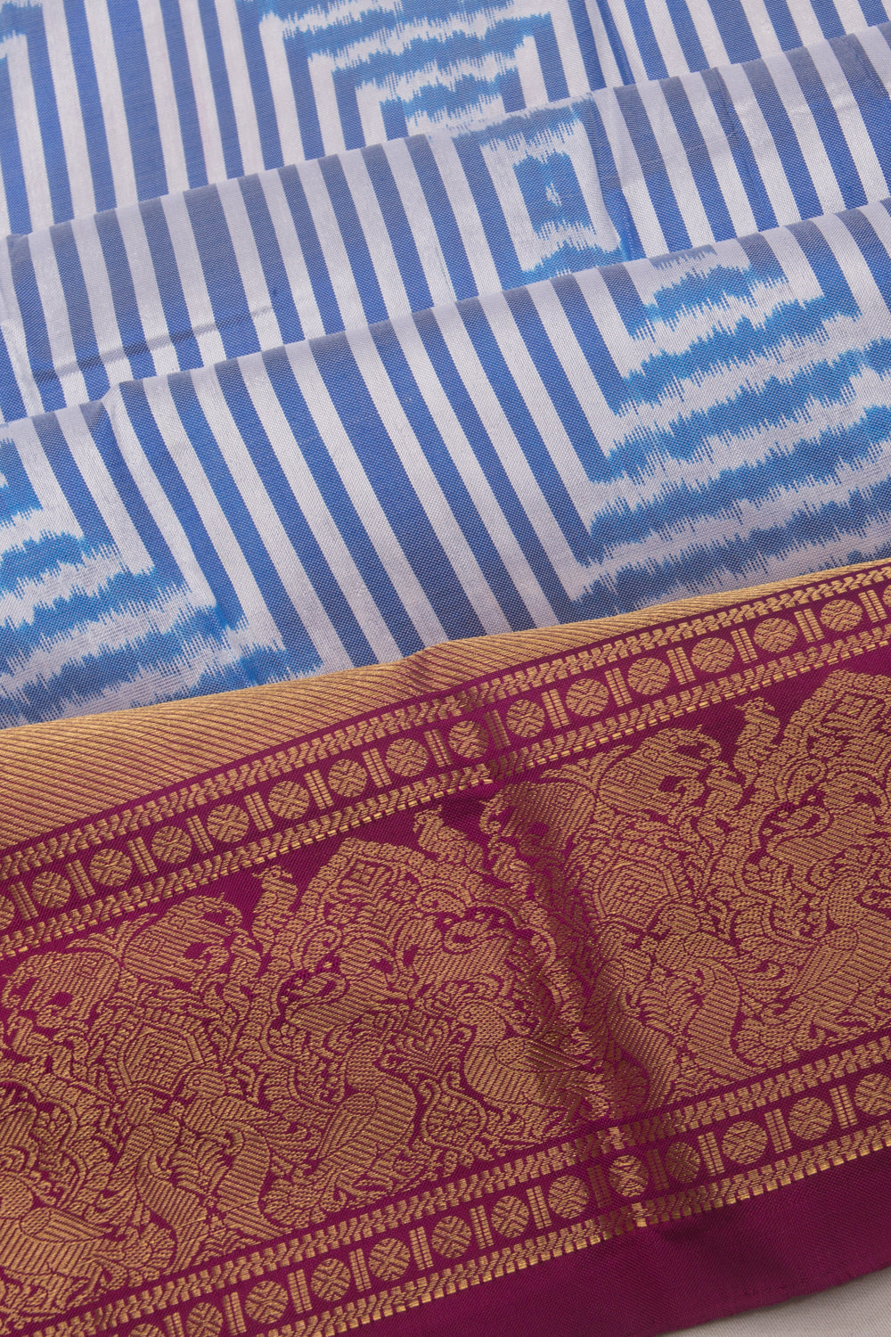 Kanchipuram Silk Ikat Sky Blue Saree