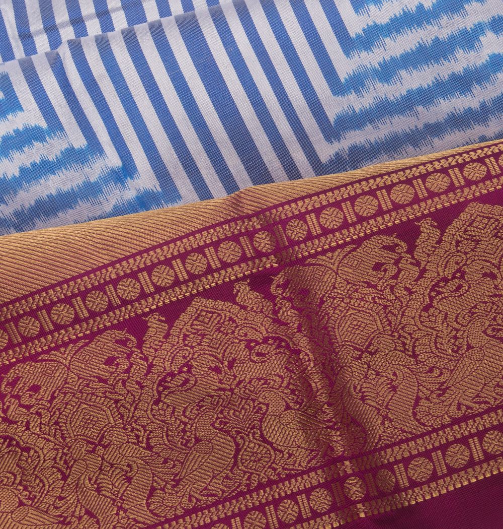 Kanchipuram Silk Ikat Sky Blue Saree
