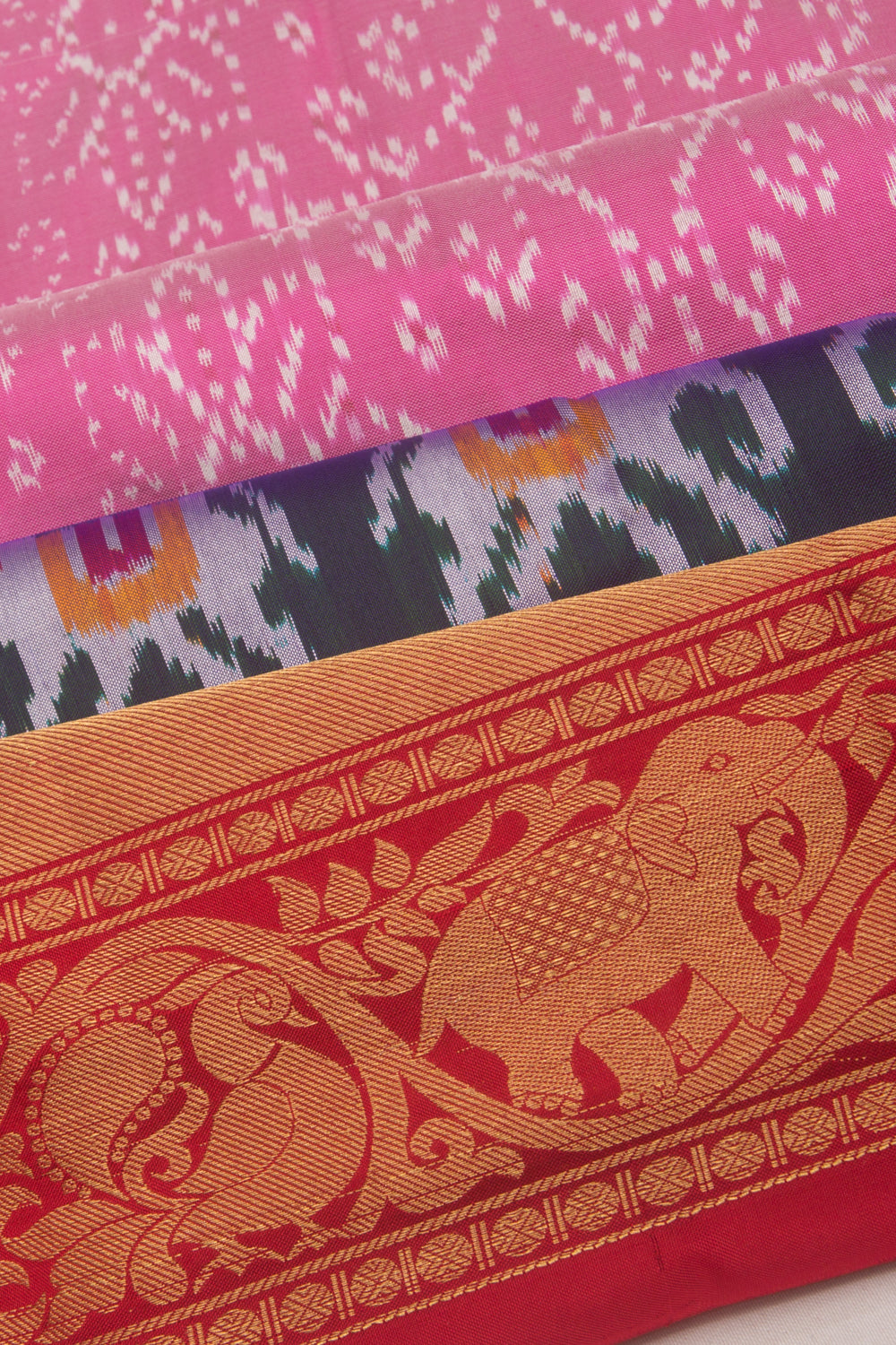 Kanchipuram Silk Ikat Pink Saree