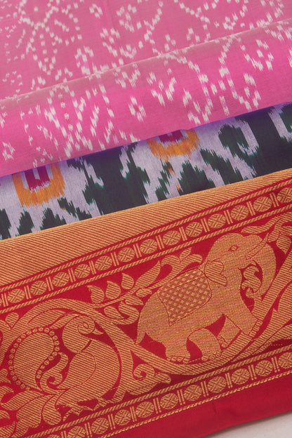 Kanchipuram Silk Ikat Pink Saree