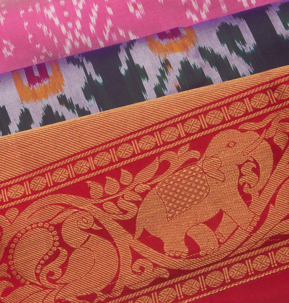 Kanchipuram Silk Ikat Pink Saree