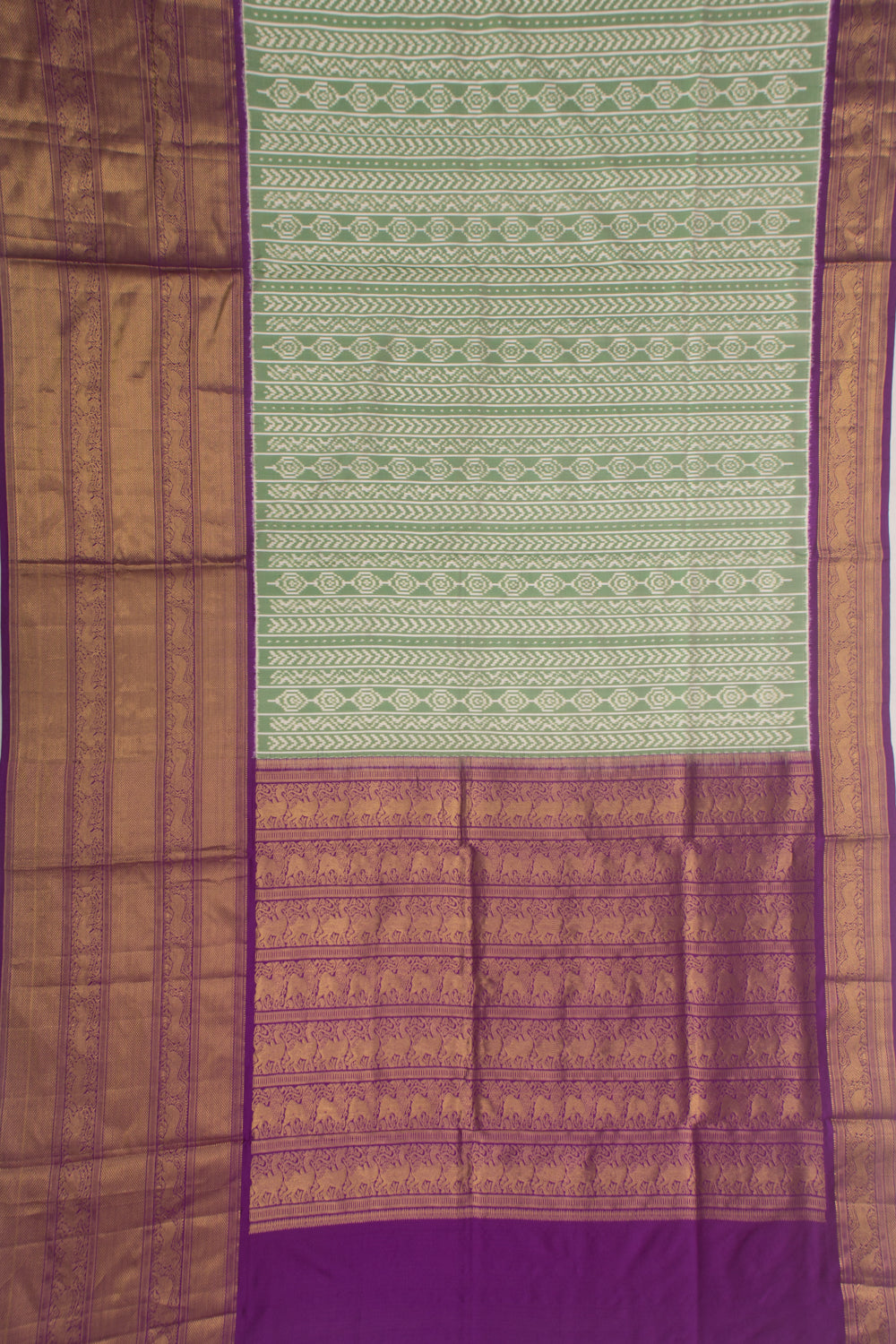 Kanchipuram Silk Ikat Green Saree