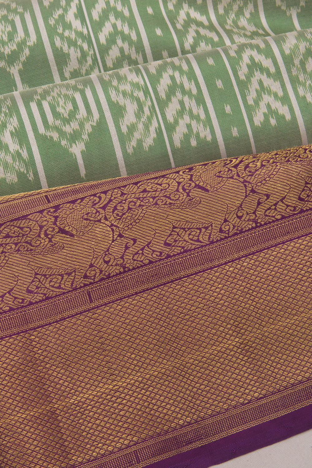 Kanchipuram Silk Ikat Green Saree