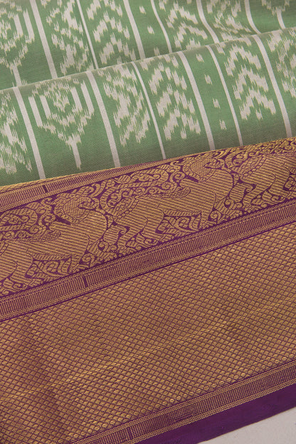 Kanchipuram Silk Ikat Green Saree