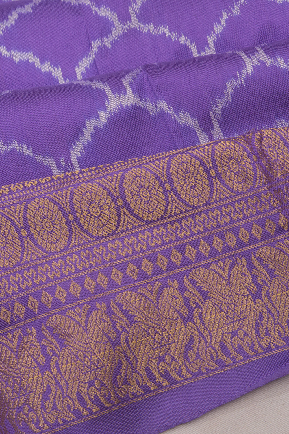 Kanchipuram Silk Ikat Lavender Saree