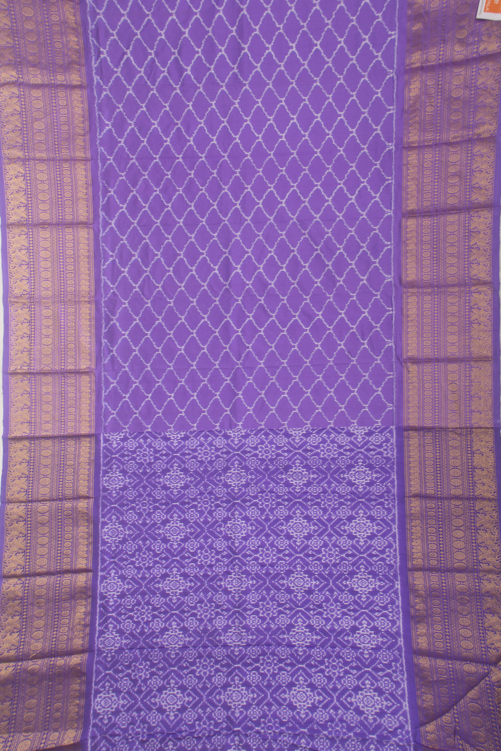 Kanchipuram Silk Ikat Lavender Saree