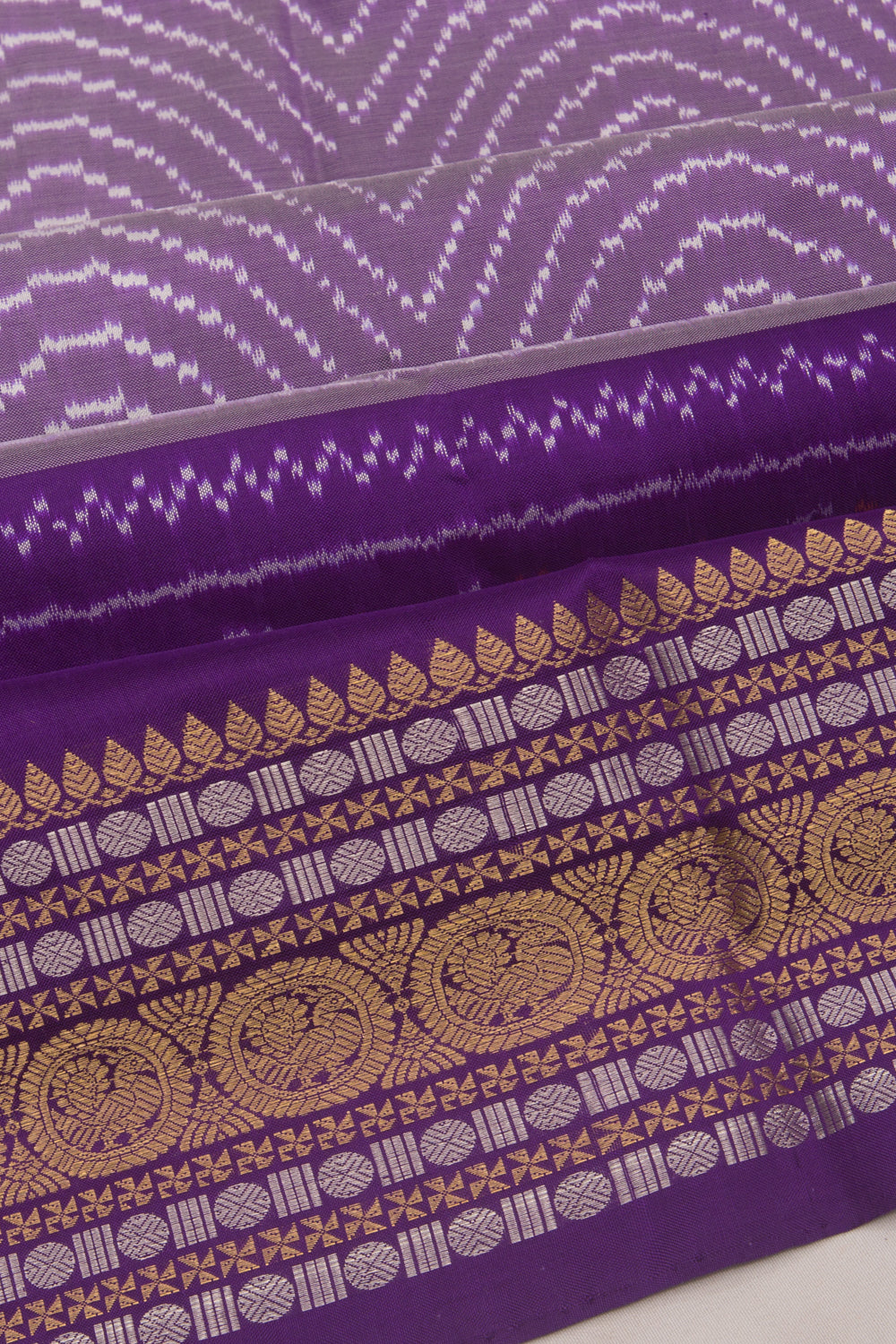 Kanchipuram Silk Ikat Lavender Saree