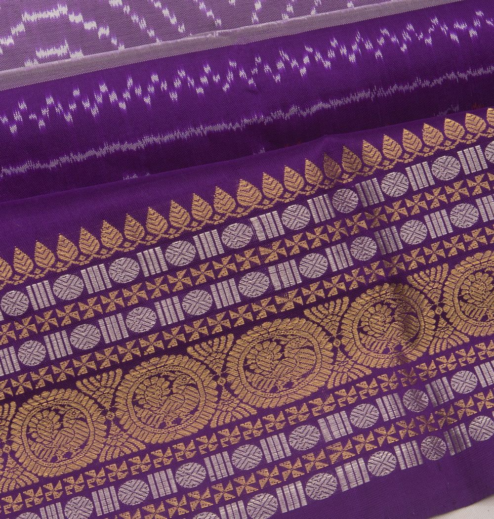 Kanchipuram Silk Ikat Lavender Saree