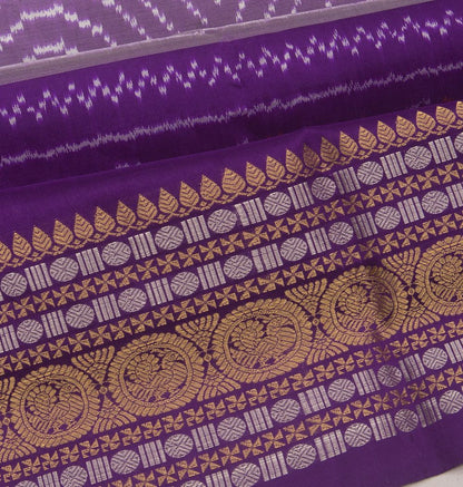 Kanchipuram Silk Ikat Lavender Saree