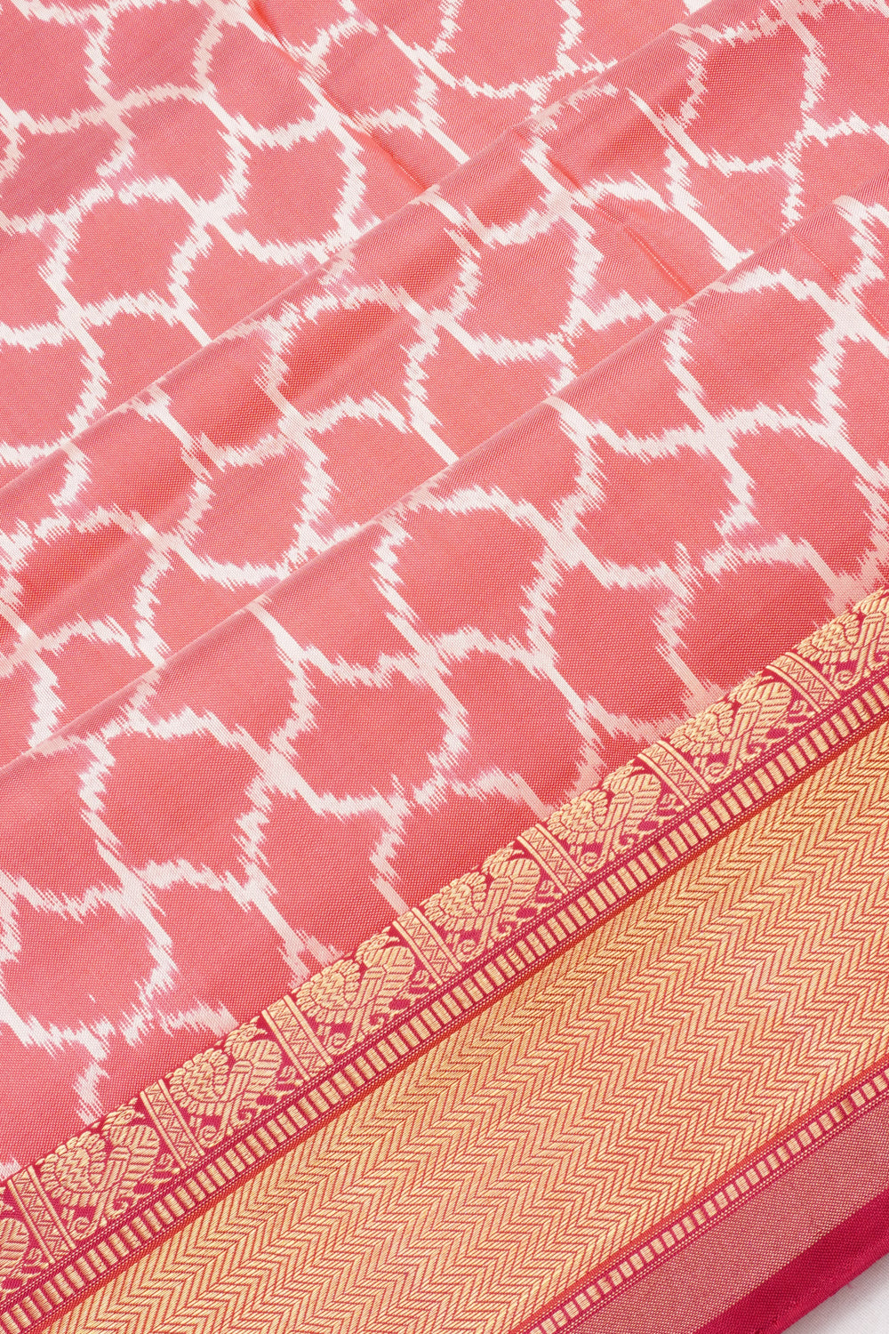 Kanchipuram Silk Ikat Baby Pink Saree