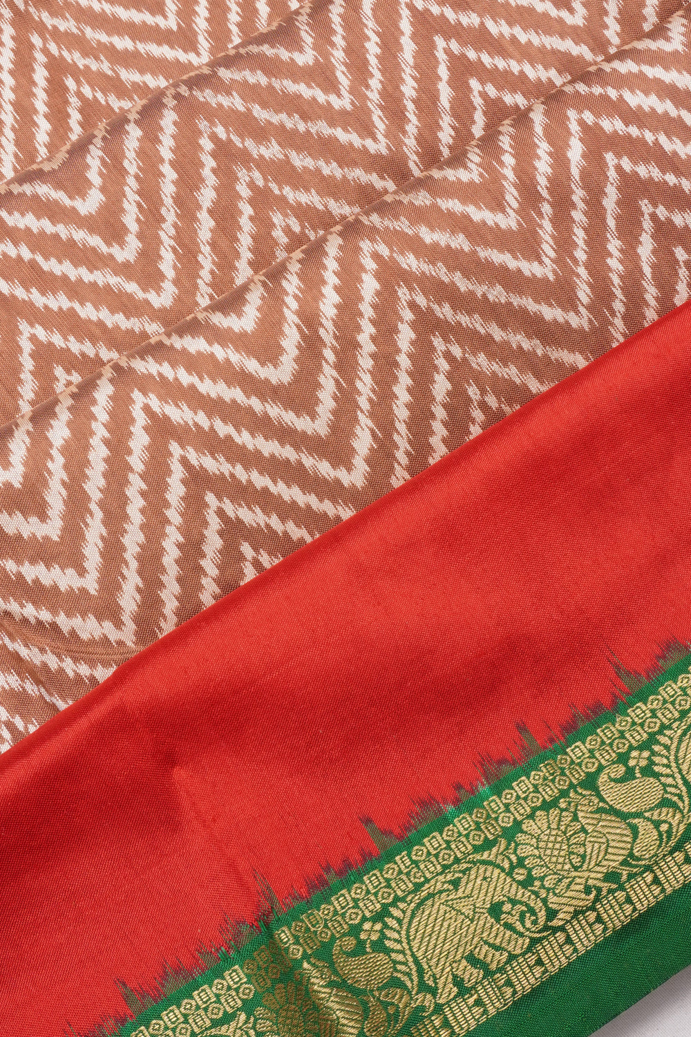 Kanchipuram Silk Ikat Brown Saree