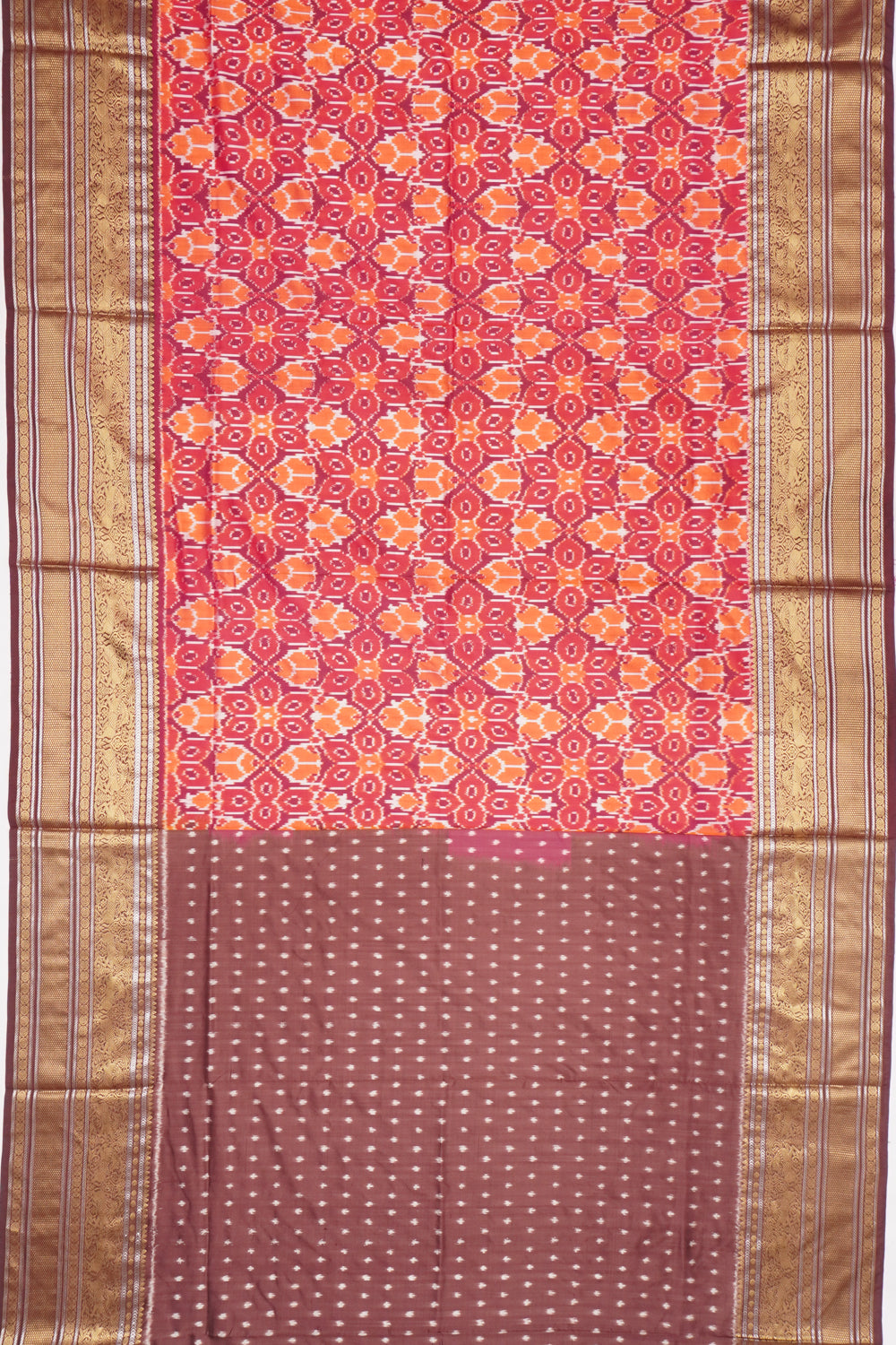 Kanchipuram Silk Ikat Pink And Orange Saree