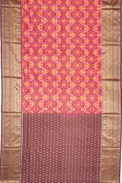 Kanchipuram Silk Ikat Pink And Orange Saree