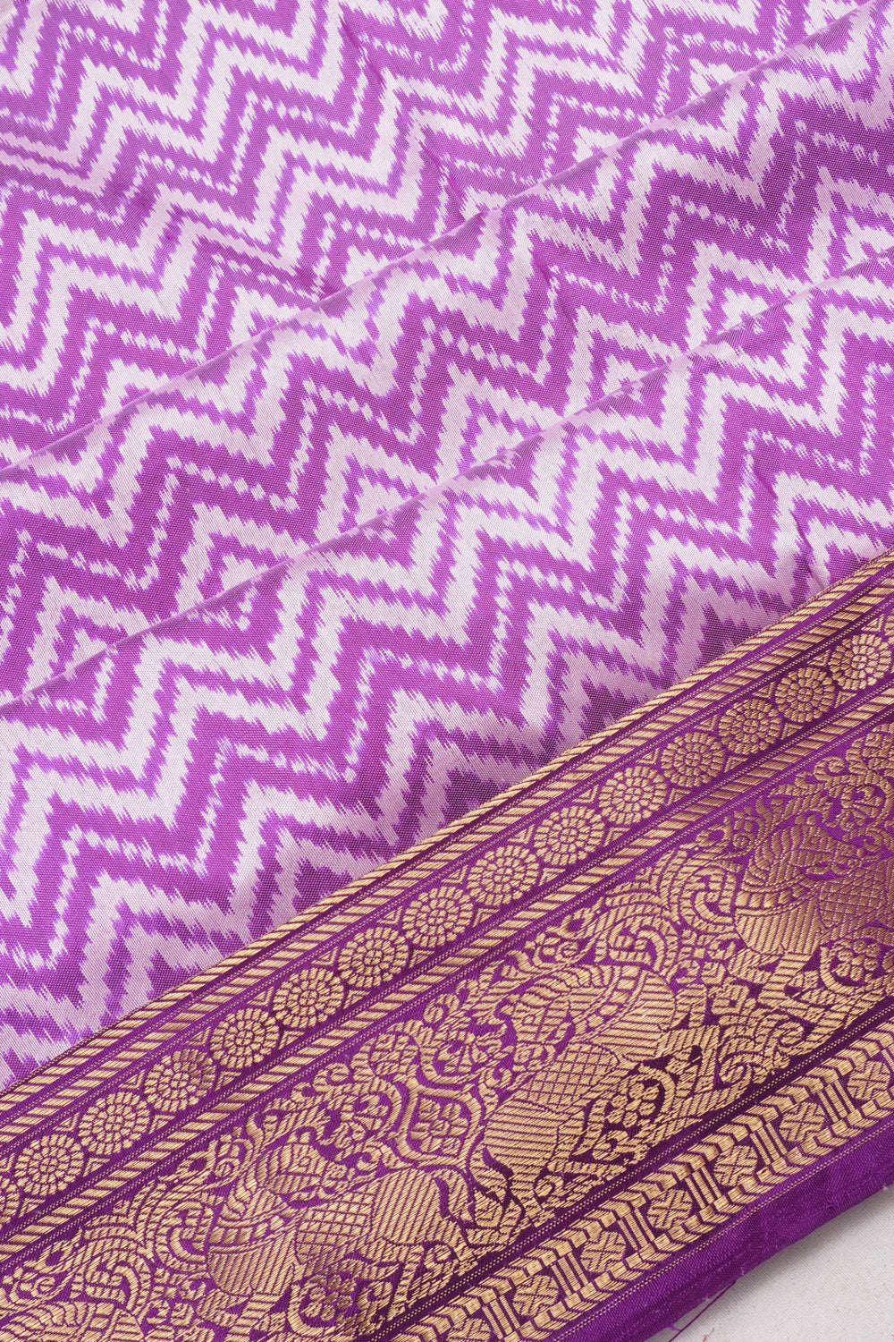 Kanchipuram Silk Ikat Lavender Saree