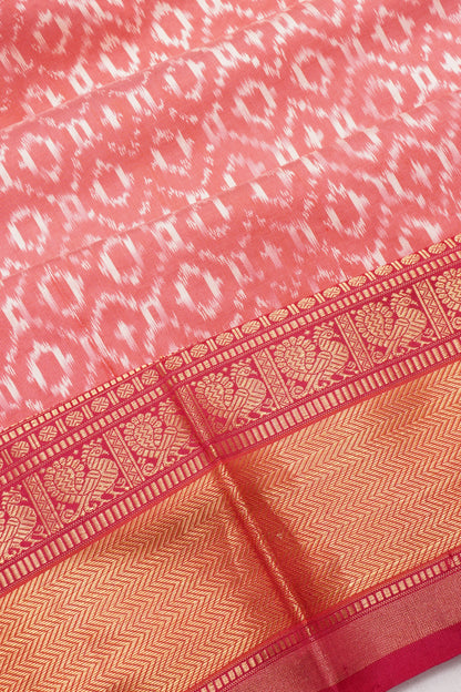 Kanchipuram Silk Ikat Baby Pink Saree