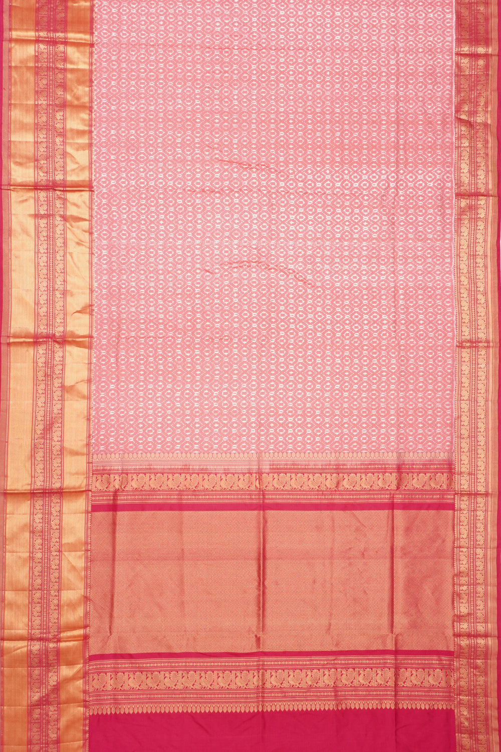 Kanchipuram Silk Ikat Baby Pink Saree