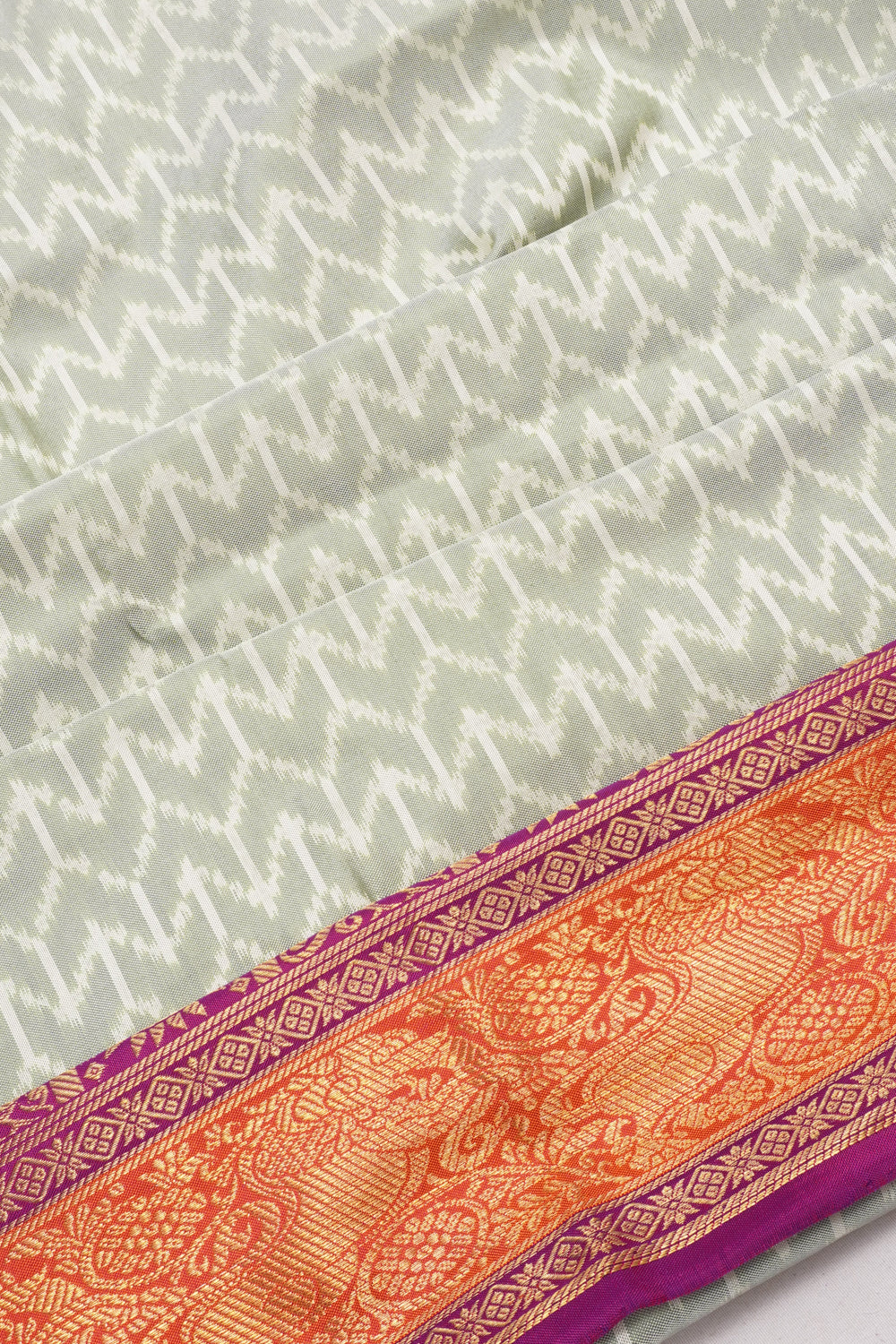 Kanchipuram SIlk Ikat Pastel Green Saree