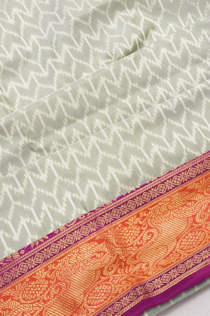 Kanchipuram SIlk Ikat Pastel Green Saree