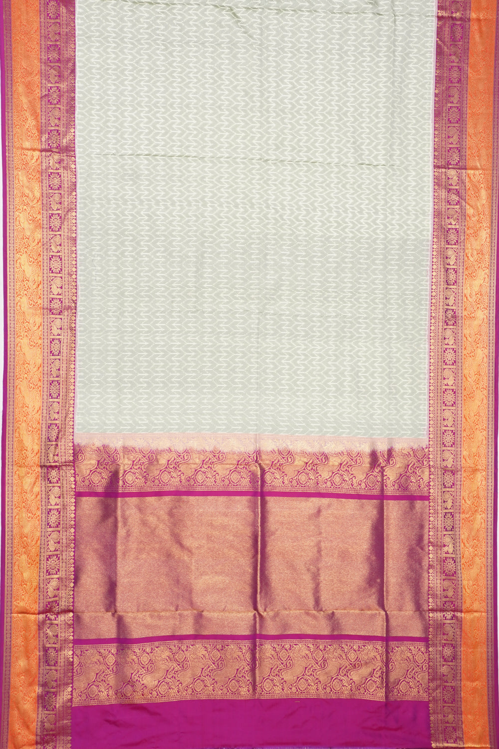 Kanchipuram SIlk Ikat Pastel Green Saree