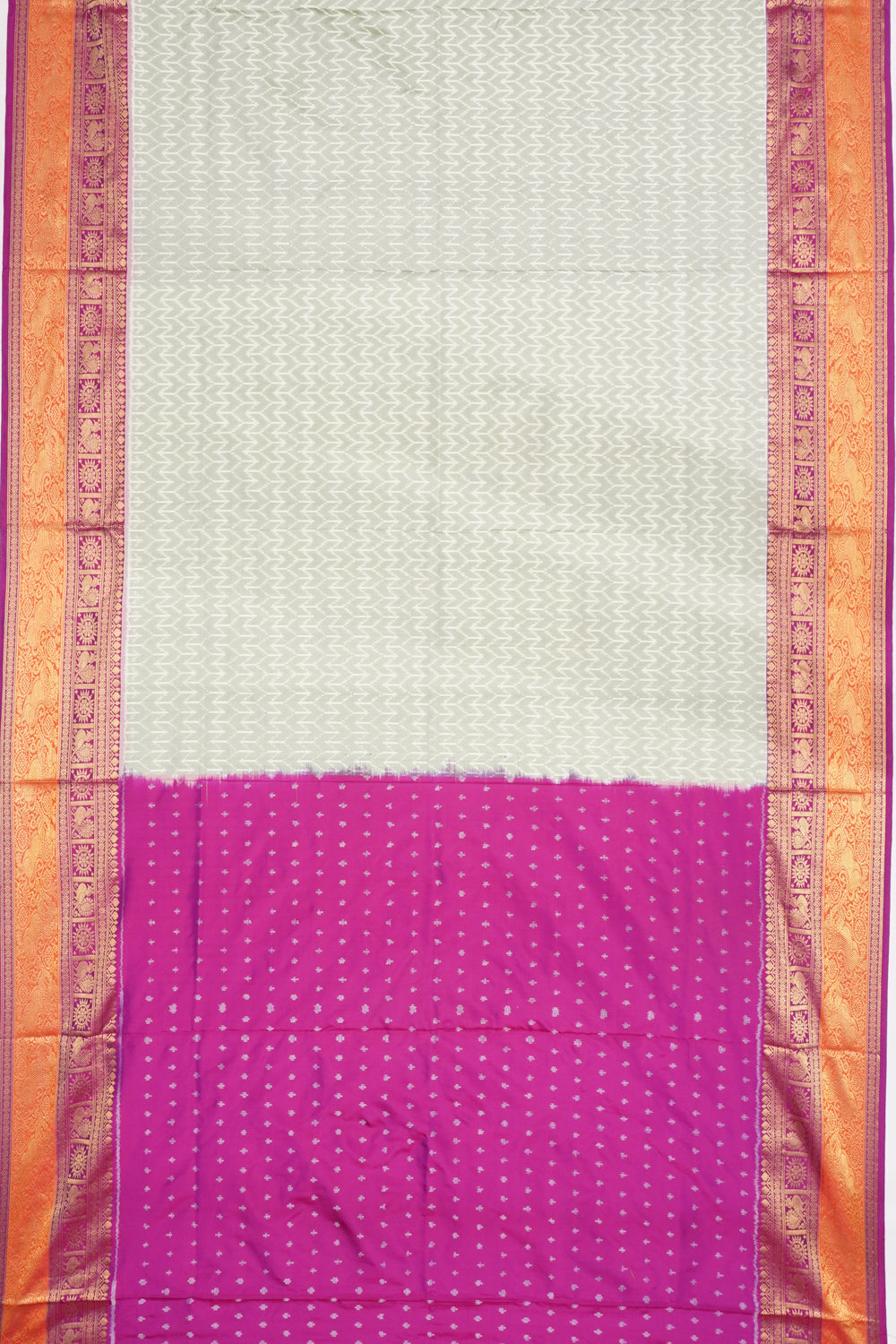 Kanchipuram SIlk Ikat Pastel Green Saree