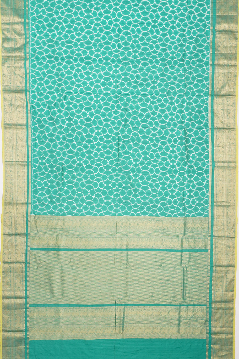Kanchipuram Silk Ikat Sea Green Saree