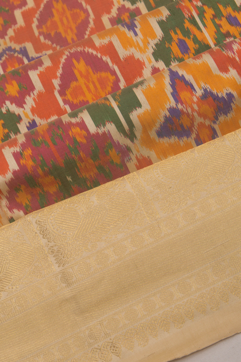 Kanchipuram Silk Ikat Cream Saree